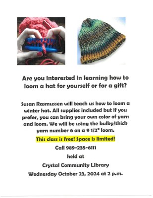 Loom a winter hat class.