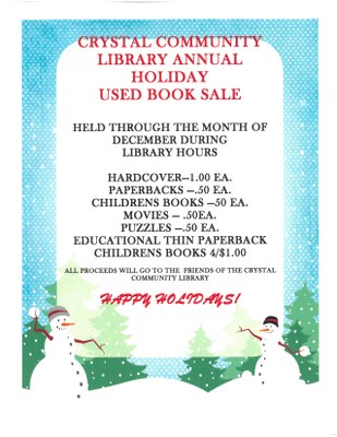 holiday book sale flyer with snowmen